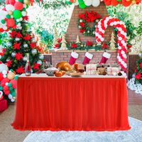 Jupe de table en tulle à volants pour décoration de table de mariage, d'anniversaire, de gâteau, d'hôtel, de banquet, avec effet lumineux, personnalisable, vente en gros