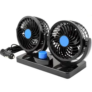 Ventilatore Auto radiatore portatile 12V/24V elettrico per Auto con doppia testa 2 velocità e basso rumore 4 e 6 pollici lama colore nero