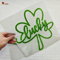 Patchs thermocollants personnalisés en fourrure chenille volumineuse avec lettres trèfle porte-bonheur pour la Saint-Patrick, pour T-shirts et vêtements