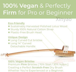 แปรงขัดผิวอาบน้ำแบบแห้งพร้อมขนแข็งเต่งตึงสำหรับเซลลูไลท์ด้ามจับยาวสามารถถอดออกได้สำหรับการอาบน้ำแบบเปียกและแห้งโลโก้ตามสั่ง - Product Image 3