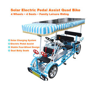 Bicicleta Eléctrica Solar con Pedaleo Asistido, Cuatrimoto de 4 Ruedas y 6 Asientos, Bicicleta Familiar de Ocio con 2 Asientos para Bebés - Product Image 3