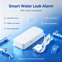 Système d'alarme de sécurité Tuya pour la maison, détecteur de fuite d'eau indépendant, alerte de niveau d'eau via Wi-Fi, système d'alarme de sécurité contre les inondations, ABS, 90 dB, portée de détection de 10 m