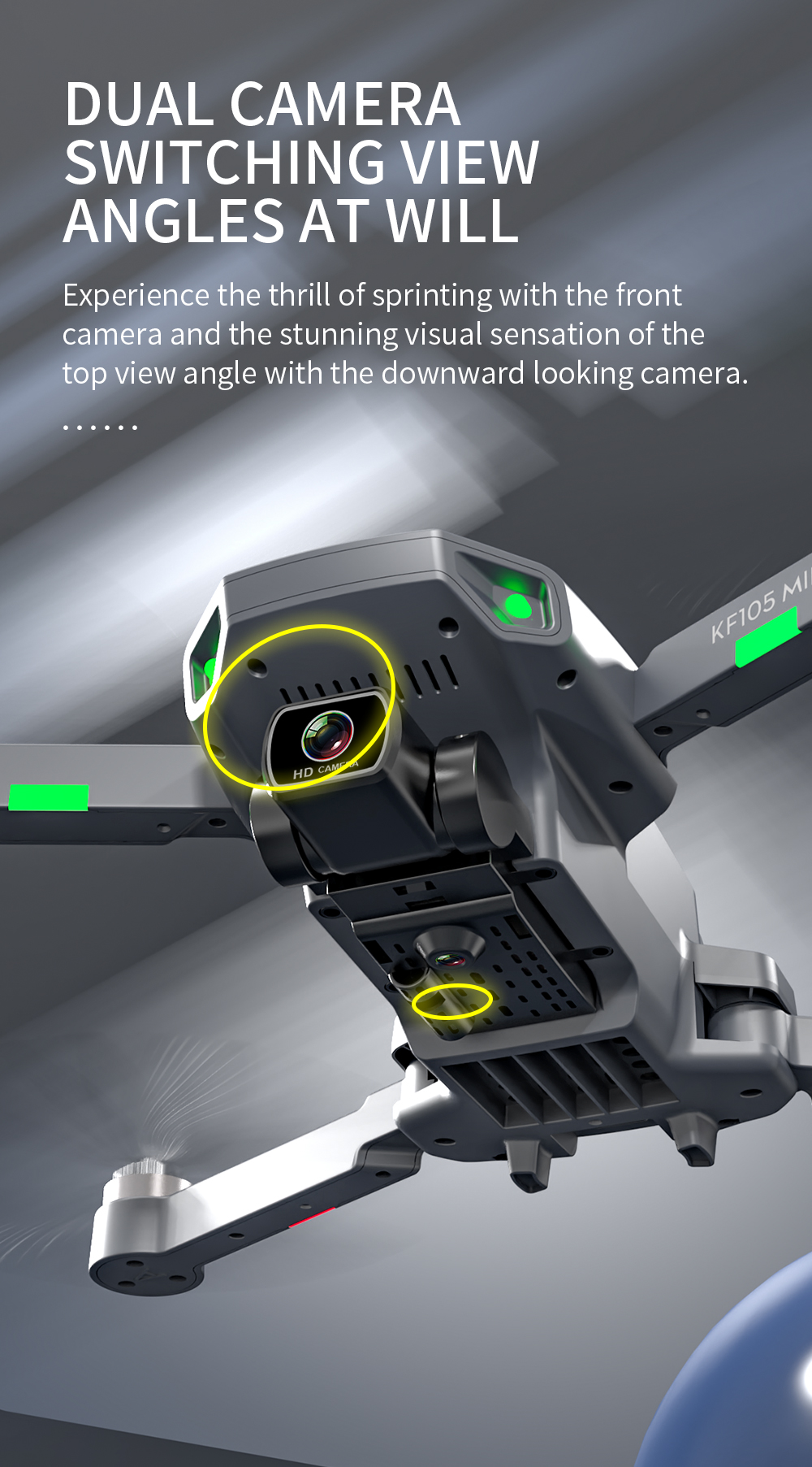 KF105 Drone, front camera captures the thrill of sprinting and the stunning view angle . M HD top