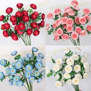 ดอกไม้ประดิษฐ์ กิ่งเดี่ยว ผ้าไหม ดอกบัวแดง ตกแต่งงานแต่งงาน ตกแต่งบ้าน - Product Image 3