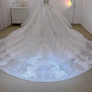 Robe de mariée de luxe en perles et dentelle brodée, style princesse, sans bretelles, Vestidos Lsjj79 - Product Image 6