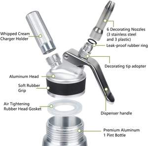 Pistola para Decoración de Pasteles de Aleación de Aluminio, Cargador de Crema Batida de Acero Inoxidable para Pasteles - Product Image 2