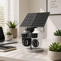 Kamera Keamanan Tenaga Surya CMOS 6MP Lensa Ganda Pan-Tilt 5-50mm Lensa 25X Zoom Deteksi Gerakan AI Alarm IP66 Tahan Air 220 Lebar