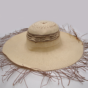 <span class=keywords><strong>J</strong></span> rơm mũ cao bồi Cơ Thể 2 tone bangora rộng vành mũ vương miện cao - Product Image 2