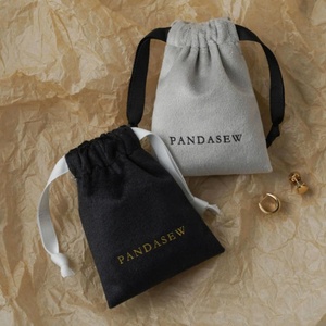 Sac à cordon en velours pour bijoux et montres, avec poche, petite taille, personnalisable avec logo imprimé ou estampé - Product Image 1