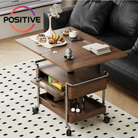 Table basse mobile moderne avec roulettes, hauteur réglable, chariot pliable, table d'appoint pour salon, vente en gros OEM ODM