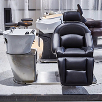 Fauteuil de lavage électrique inclinable avec cuvette en céramique – Station de lavage de cheveux de luxe pour salon, lit de spa capillaire