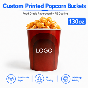 Seau à popcorn en papier personnalisé de 130 oz, avec revêtement en PE de qualité alimentaire, gobelet à popcorn jetable pour cinéma - Product Image 1