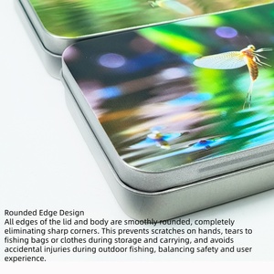 Caja de Pesca con Mosca Metálica de Bordes Redondeados, Diseño Compacto Mini de Doble Cara para Almacenamiento de Señuelos, Accesorio de Pesca con Mosca Ligero e Impermeable - Product Image 4