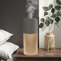 Humidificateur ultrasonique LED rechargeable par USB portable avec veilleuse, pour voiture, capacité 400 ml, double pulvérisation, diffuseur de brume pour la maison et la voiture