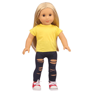Hot 18 pollici ragazza americana bambola manica corta 43cm bambola shoff t-shirt 30cm orso vestiti giocattolo piccoli accessori per bambole di abbigliamento - Product Image 4