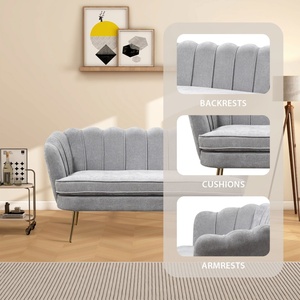 SZ Modern Chenille Loveseat Small <strong>Sofa</strong> <strong>Mini</strong> Room Couch Two-Seater <strong>Sofa</strong> with Gold Metal Legs Small Space Office Studio Apartment - Product Image 5