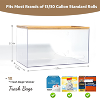 Distributeur de sac poubelle extra large pour la cuisine Organisation de la buanderie Rangement empilable en bambou Couvercle en aluminium pour les ordures