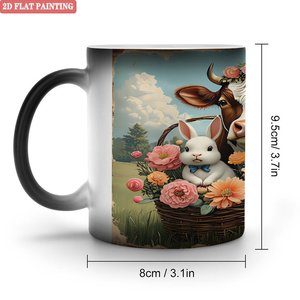 Magic Color Changing Mug 11oz <b>Ceramic</b> Heat Activated Frosted Black Novelty Gift <b>Cup</b> - Product Image 1