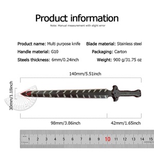 Couteau de poche tactique noir de haute qualité, en acier inoxydable, pour la survie en plein air, avec manche G10 et étui en caoutchouc, fabrication DIY OEM - Product Image 5