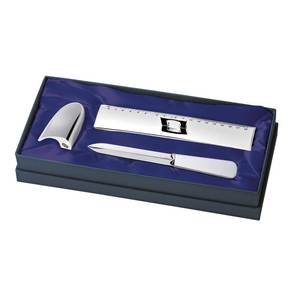 Silver Letter Opener <b>Set</b> With Ruler And Sharpener 3 <b>Pc</b> Gift Boxed - Product Image 1