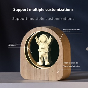 Quà tặng trang trí nhà cửa sáng tạo - Đế gỗ phát sáng, quả cầu pha lê chạm khắc 3D bên trong, đèn ngủ, bán buôn xuyên biên giới từ nhà máy - Product Image 3