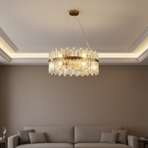 Lámpara de Araña Moderna de Cristal de 23.6 Pulgadas, Lámpara Colgante LED Dorada para Sala de Estar, Dormitorio, Comedor, Decoración del Hogar, Iluminación - Product Image 2