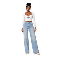 Pull-over femme personnalisé ODM en gros à manches longues, col carré, ajouré – Vêtements et hauts pour femmes