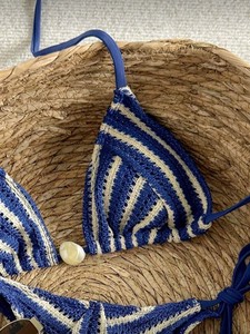 Nouveau style 2026 – Maillot de bain deux pièces sexy en maille tricotée à rayures, avec bandeau et sans bretelles - Product Image 4