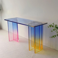 Maßgefertigter Moderner Farbverlauf Acryl-Couchtisch Mehrschichtige Plattenbasis Beistelltisch für Wohnzimmer Büro Zuhause