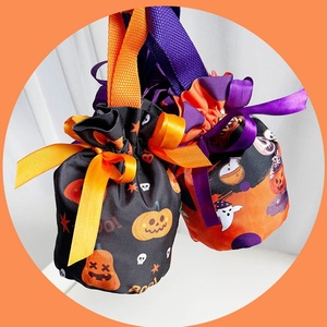 Bolsas de Lona Impermeables con Cordón para Dulces de Halloween, Diseño de Calabaza y Fantasma, Bolsa de Regalo con Asa para Niños, Venta al Por Mayor - Product Image 6