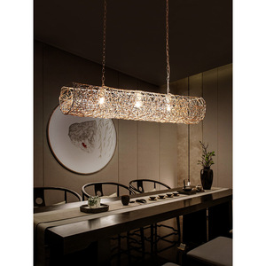 Lustre LED rectangulaire en rotin de style japonais, luminaire décoratif d'intérieur, idéal pour un salon, une salle à manger, une salle de thé ou un intérieur Zen - Product Image 1
