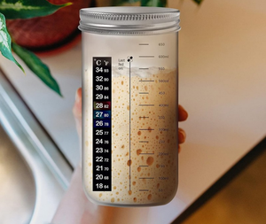 Kit de fermentation pour pâte à pain au levain en verre de grande capacité avec couvercles, thermomètre de marquage des dates, couverture en tissu - Product Image 5