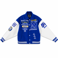 Blouson de baseball streetwear d'hiver personnalisé en tissu PU et polyester, uniforme chaud pour équipes scolaires, vente en gros d'usine, fabrication en vrac