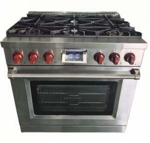 36 pouces. 5,5 Cu. Cuisinière à gaz avec four électrique, panneau Tili, 5 brûleurs italiens SABAF, relumière automatique en acier inoxydable - Product Image 6