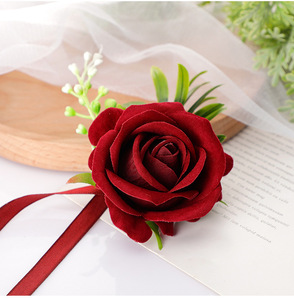 Mariage marié boutonnière demoiselle d'honneur fleurs Bracelet blanc Rose boutonnière Corsage broche fleur mariage témoin Corsages fleur - Product Image 3