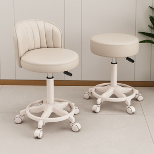 Sillón de Salón Ajustable con Ruedas, Respaldo y Asiento para Estudio de Belleza - Product Image 1