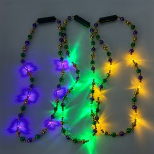 보라색, 녹색, 금색 LED 비즈로 장식된 빛나는 카니발 목걸이 - 내구성 있는 플라스틱 축제 기념품 및 선물 - Product Image 3
