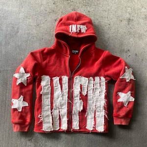 Clothing Custom Manufacturerwashed French Terry Hoodies Applique Patch Embroidery Vintage Distressed Acid Wash Zip up Hoodie - Product Image 3