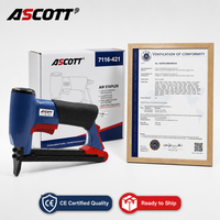 ASCOTT 7116-421 Agrafeuse pneumatique professionnelle calibre 22, agrafeuse à air comprimé pour meubles, tapisserie, cuir, tissu, OEM, couronne maximale de 16 mm
