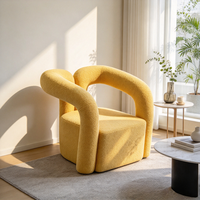 Fauteuil individuel de salon, style nordique moderne, en velours jaune, durable, pour appartement et usage hospitalier