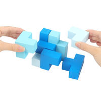 Penjualan laris Mainan Edukatif montesori Puzzle kayu 3D kubus pengasah otak untuk bayi