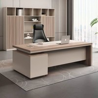 Bureau de direction simple, moderne et minimaliste, petit bureau en L avec armoire en bois, table de bureau pour administrateur, bureau d'administration