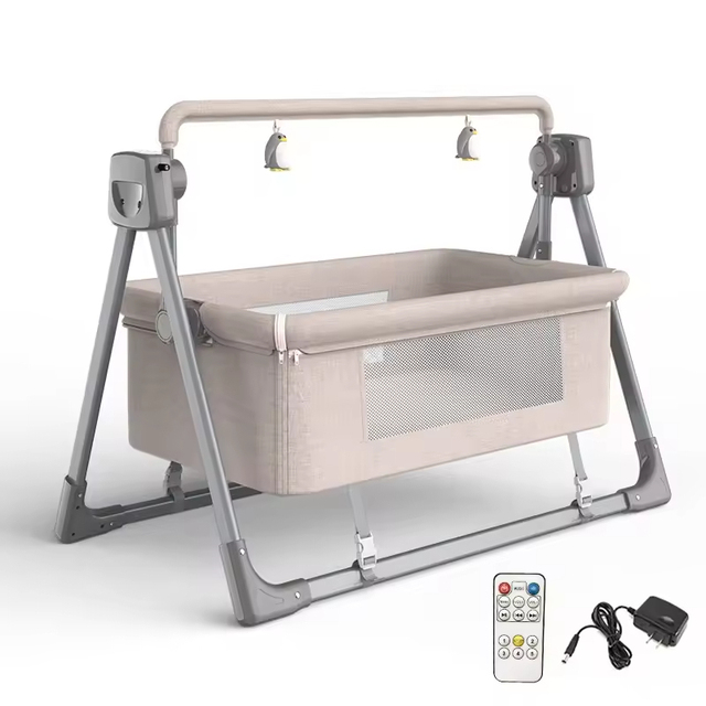 Easy-to-Fold Multi-Function Electric Baby Rocking Cradle Bed with Music Mosquito Net & Electronic Swing Activity & Game Gear