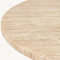Meubles de salon de style nordique moderne, table console en marbre pour couloir, table d'entrée ronde en travertin