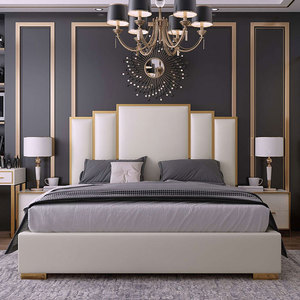 Camas de Estilo Coreano, Diseño de Cuero, Muebles de Lujo con Almacenamiento, Cama <span class=keywords><strong>Queen</strong></span> <span class=keywords><strong>Size</strong></span>, Muebles de Dormitorio Doble - Product Image 4