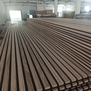 Acousound cine Oficina estación de trabajo pared techo <span class=keywords><strong>deco</strong></span> nogal roble madera 3 lados chapa insonorizada listón paneles acústicos de madera - Product Image 5