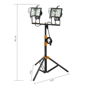 Không thấm nước IP44 nhôm 1000W <span class=keywords><strong>Halogen</strong></span> 2 ánh sáng có dây <span class=keywords><strong>Tripod</strong></span> gắn đèn làm việc di động - Product Image 3