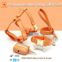 Colliers, laisses et harnais pour chiens en cuir PU souple de luxe, vente en gros directe d'usine, harnais et colliers réglables pour chiots, OEM/ODM