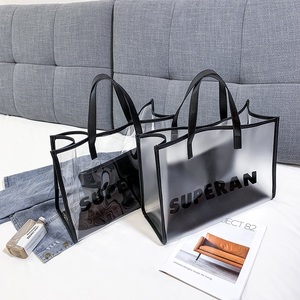 Wholesale Transparent Clear Women pvc laser plaid plastic tote shopping bag