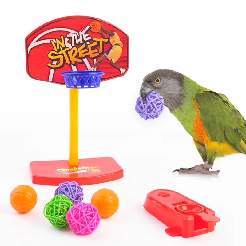 Pet Parrot Basketball Basket Desktop Toy Chew Bite Intellectual Development Toy 